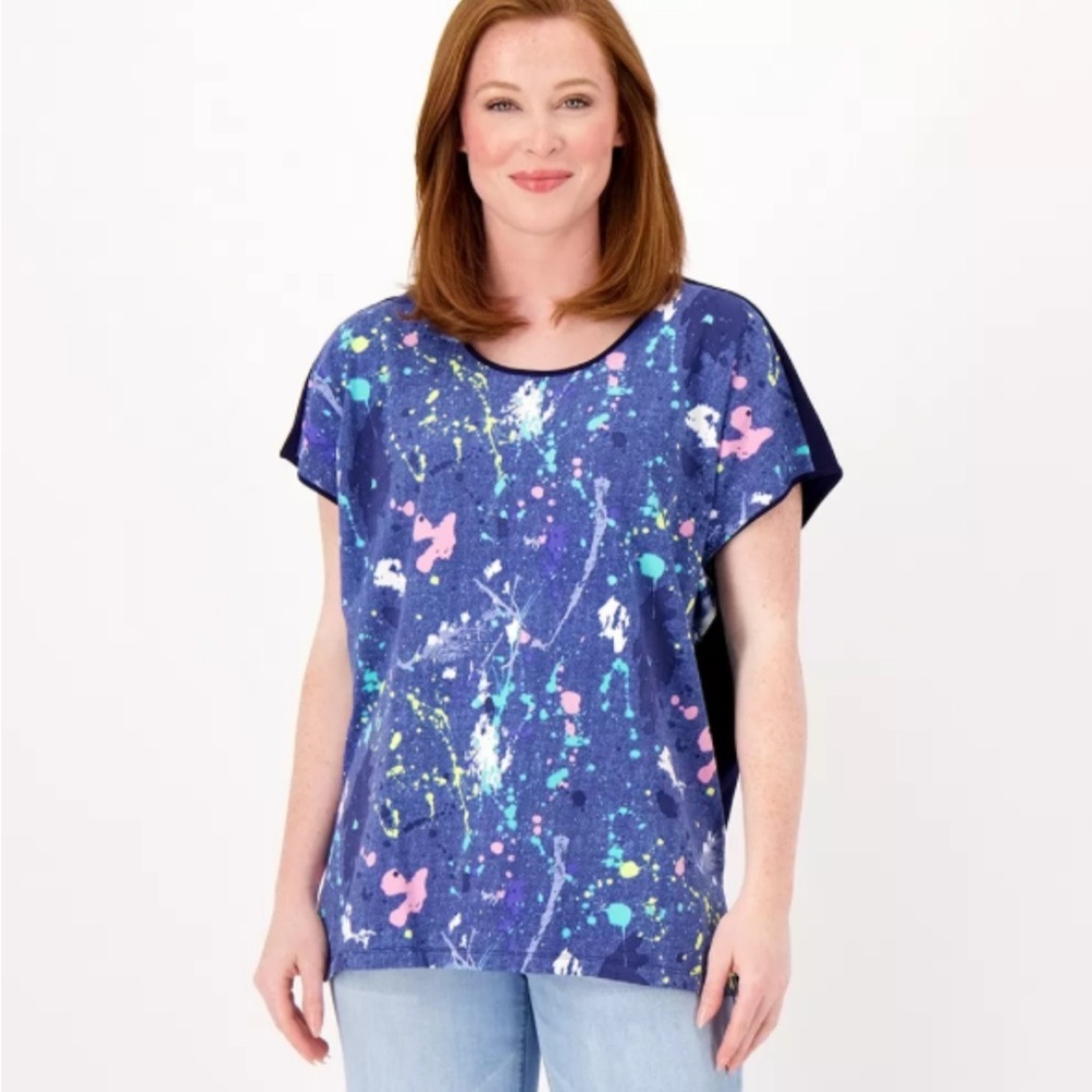 Retro 80’s Paint Splatter Mixed Media Top Women’s Size S - Picture 9 of 9